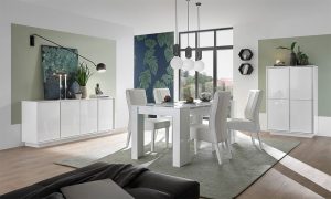 Komoda z drzwiami biała wysoki połysk 180 cm Pure – nowoczesny design, pojemna, elegancka
