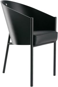 Fotel Costes czarny skórzany – elegancki design, komfort, trwały materiał