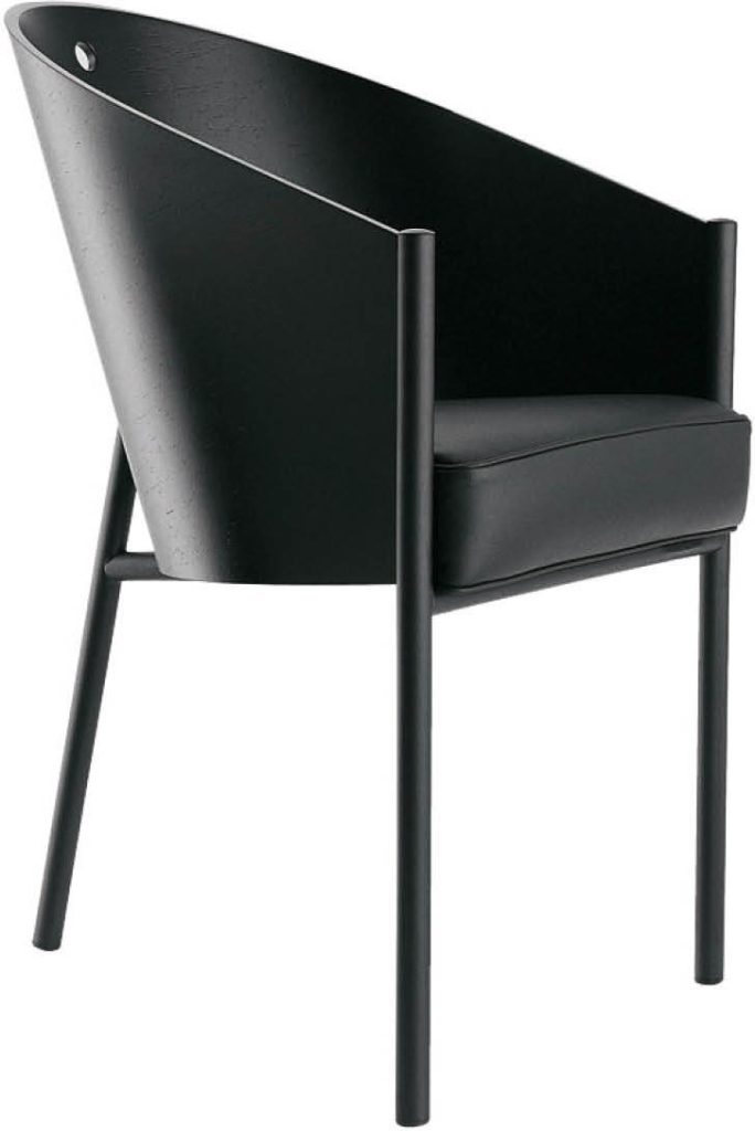 Fotel Costes czarny skórzany – elegancki design, komfort, trwały materiał