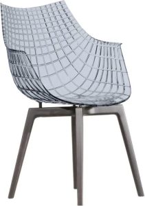 Krzesło Meridiana transparentne antracytowe na ciemnych drewnianych nogach – elegancki design, nowoczesny styl, trwałe materiały