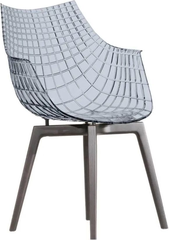 Krzesło Meridiana transparentne antracytowe na ciemnych drewnianych nogach – elegancki design, nowoczesny styl, trwałe materiały
