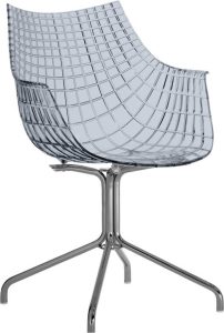 Krzesło Meridiana transparentne antracytowe na stalowej nodze – nowoczesny design, wytrzymałość, elegancja