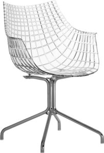 Krzesło Meridiana transparentne na stalowej nodze – nowoczesny design, eleganckie wykończenie, trwała konstrukcja