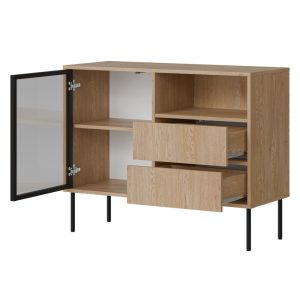Komoda z szufladami i drzwiami dąb cremona mat 100 cm Linoa – funkcjonalna, nowoczesna, stylowa