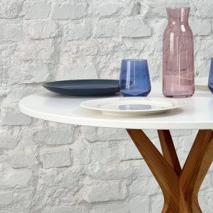 Okrągły Stół JUBI śr. 80cm Dąb Biały – elegancki design, naturalny materiał, idealny do małych przestrzeni