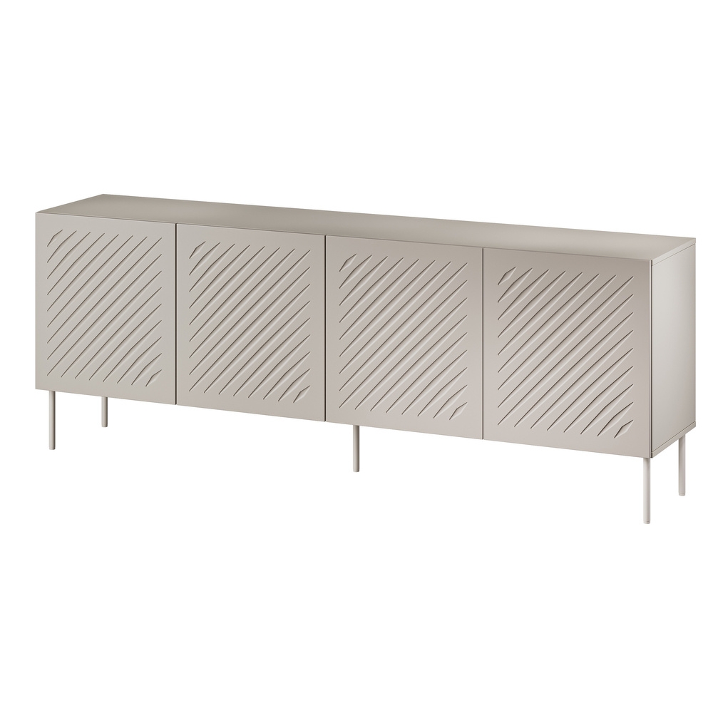 Komoda z drzwiami beżowa mat 200 cm Linea – elegancki styl, pojemność, trwały materiał