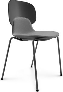 Krzesło Combo czarne z tapicerowanym siedziskiem – elegancki design, wygodne siedzisko, idealne do jadalni