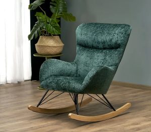 Popielaty tapicerowany fotel bujany R4-M65