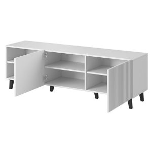 Szafka RTV biała mat 150 cm Malia – elegancka, minimalistyczna, funkcjonalna