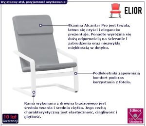 Biało-szary fotel wypoczynkowy N1-S17