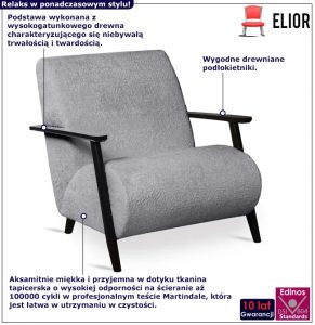 Jasnoszary fotel wypoczynkowy lisek E4-B80