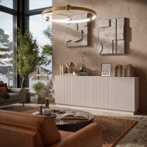 Komoda z drzwiami kaszmir mat 200 cm Ardea – elegancki design, matowe wykończenie, funkcjonalne przechowywanie
