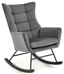 Tapicerowany popielaty bujany fotel C9-B06