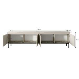 Szafka RTV kaszmir mat 200 cm Silk – elegancki design, kolor kaszmir, matowe wykończenie