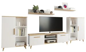 Biała meblościanka w stylu skandynawskim E8-R66