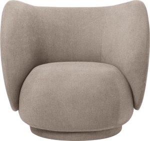Fotel Rico Bouclé piaskowe – elegancki design, komfortowe siedzisko, styl skandynawski