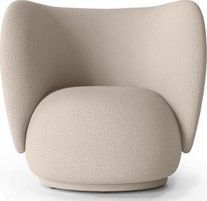 Fotel Rico Wool Bouclé naturalny – styl skandynawski, wygodny, miękki materiał