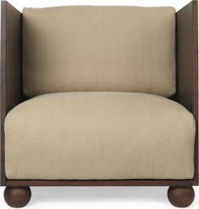 Fotel Rum beżowy z drewnianą ramą – elegancki design, wygodne siedzisko, wysoka jakość materiałów