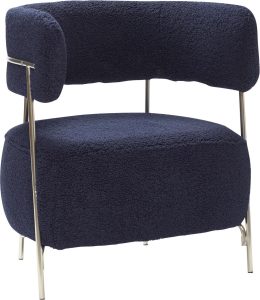 Fotel Hübsch granatowy z metalową ramą – elegancki design, wygodny, nowoczesny styl, trwałe materiały
