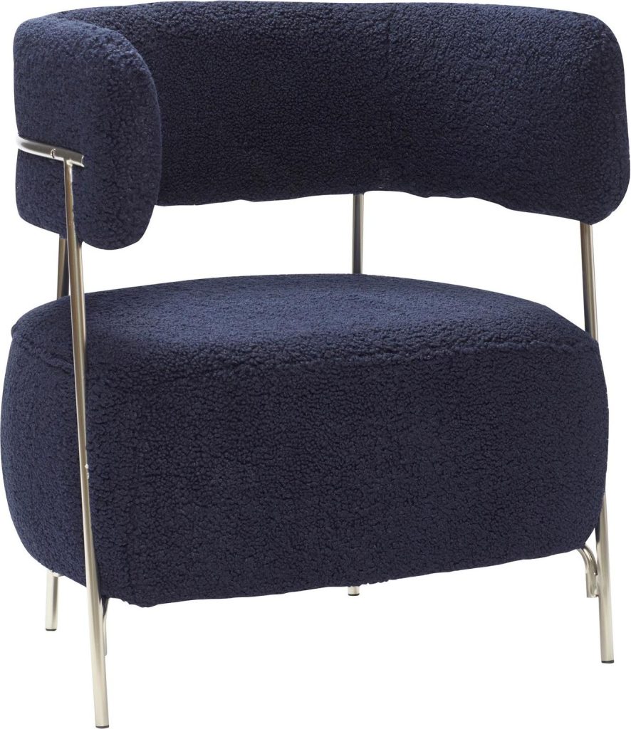 Fotel Hübsch granatowy z metalową ramą – elegancki design, wygodny, nowoczesny styl, trwałe materiały