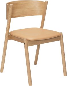 Krzesło Oblique 80 cm naturalny dąb z tapicerowanym siedziskiem – elegancki design, komfortowe siedzisko, trwały materiał
