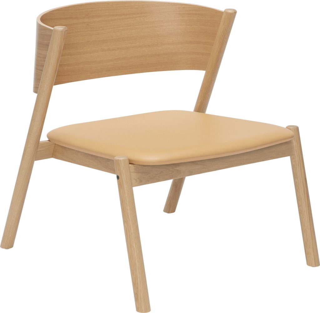 Krzesło Oblique naturalny dąb z tapicerowanym siedziskiem – elegancki design, komfort użytkowania, uniwersalne zastosowanie