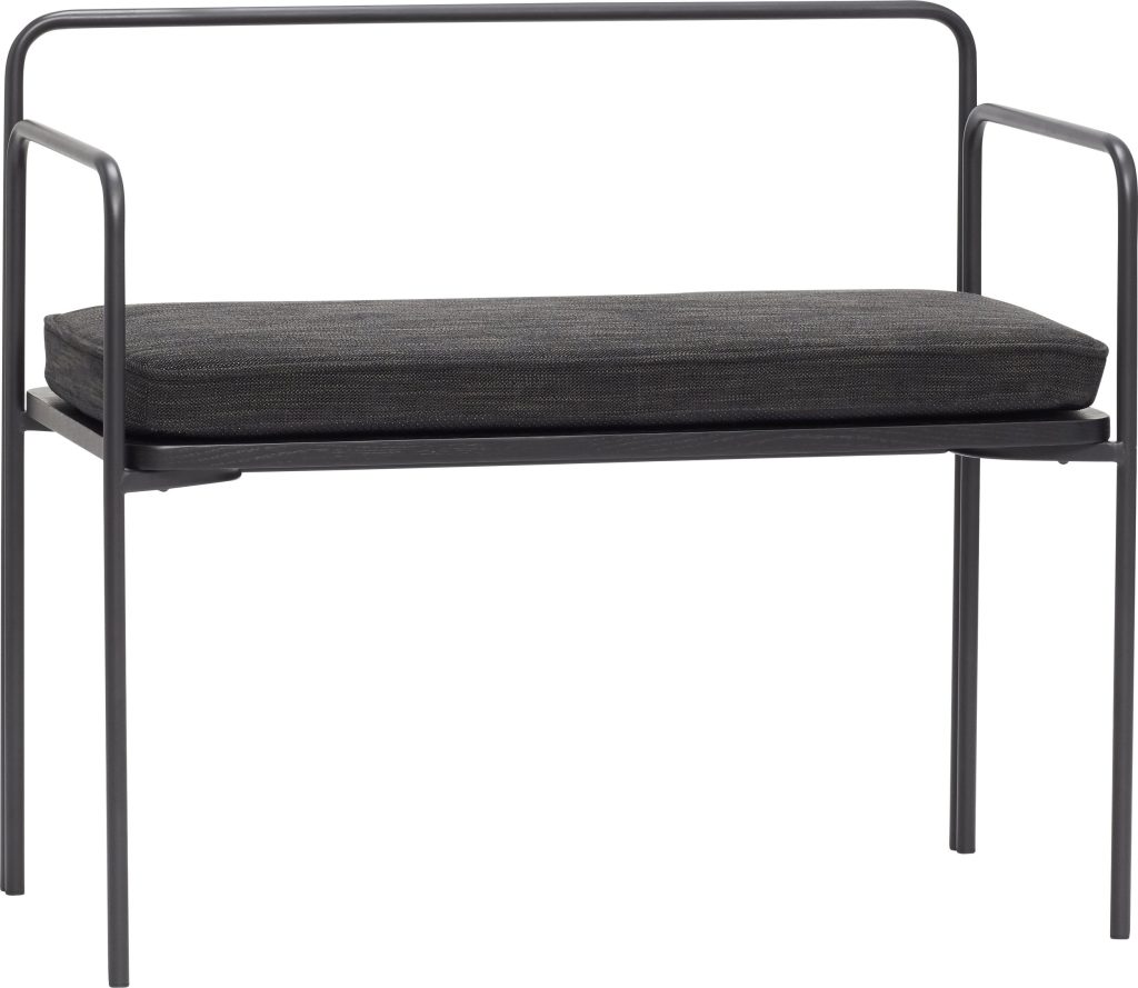 Ławka Hübsch czarna z poduszką – elegancki design, komfort, idealna do wnętrz