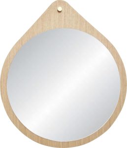 Lustro ścienne Hübsch 64 cm z drewnianą ramą – elegancki design, naturalne materiały, wszechstronne zastosowanie