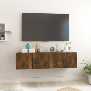 vidaXL Szafki wiszące pod TV, 2 szt., przydymiony dąb, 60x30x30 cm
