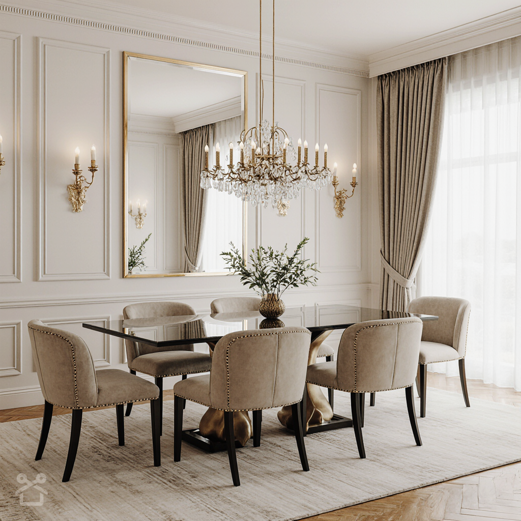 jadalnia w stylu glamour