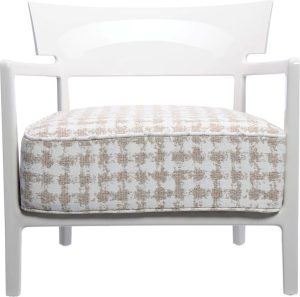 Fotel Cara wzorzysty beżowy – elegancki design, komfortowe siedzisko, idealny do salonu