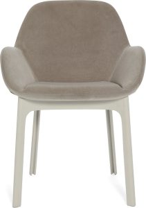 Fotel Clap Aquaclean beżowy z białą ramą – nowoczesny design, łatwe czyszczenie, wygoda