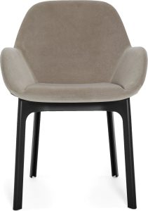 Fotel Clap Aquaclean beżowy z czarną ramą – nowoczesny design, łatwe czyszczenie, wygodny i elegancki