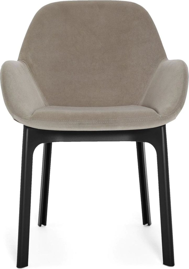 Fotel Clap Aquaclean beżowy z czarną ramą – nowoczesny design, łatwe czyszczenie, wygodny i elegancki