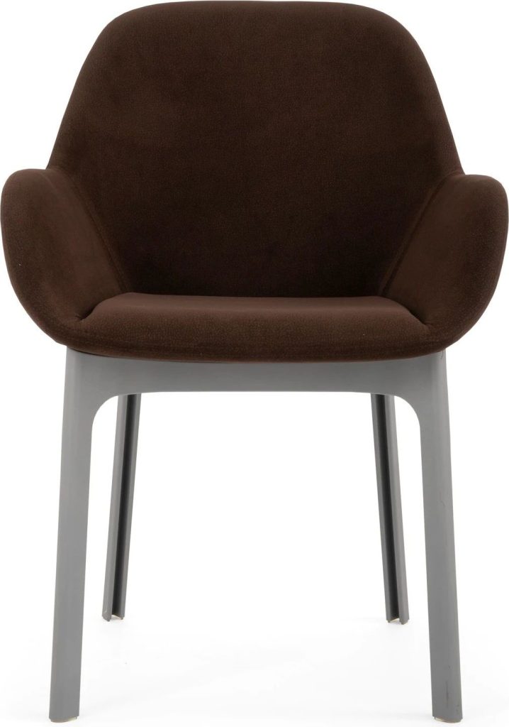 Fotel Clap Aquaclean brązowy z szarą ramą – elegancki design, wygodny, łatwy w utrzymaniu czystości