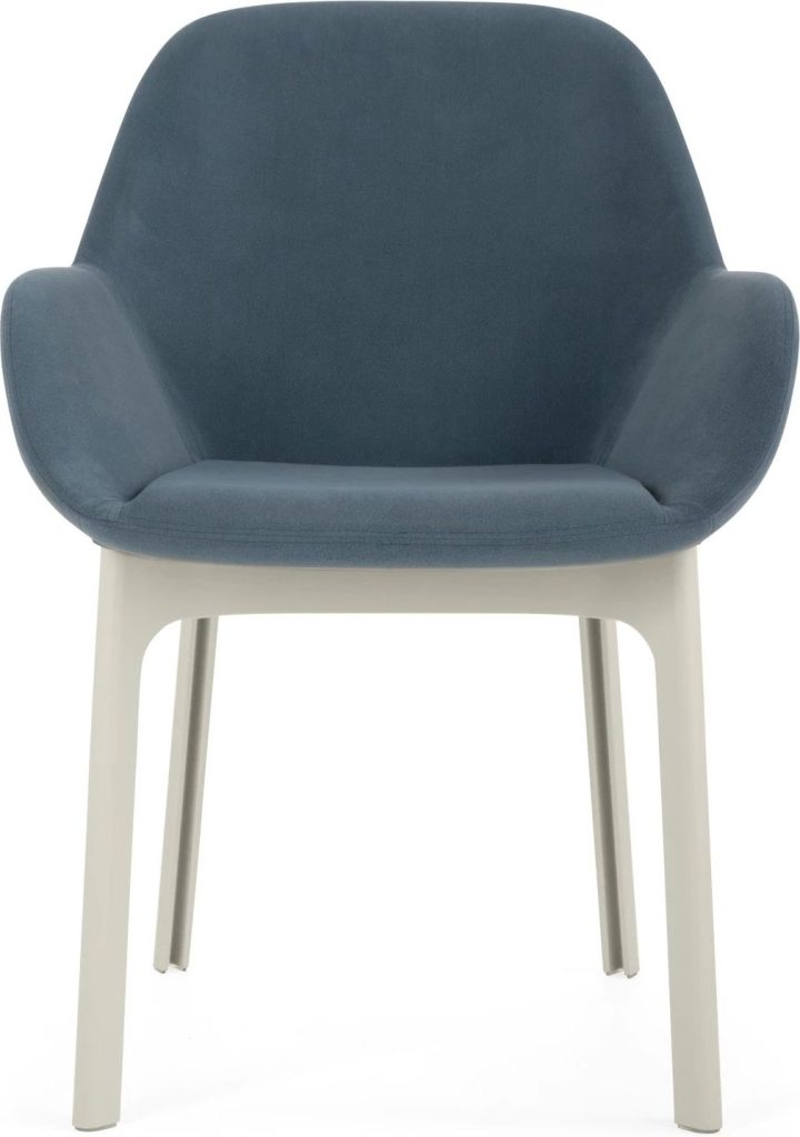 Fotel Clap Aquaclean szaroniebieski z białą ramą – nowoczesny design, wygodny, łatwy w pielęgnacji