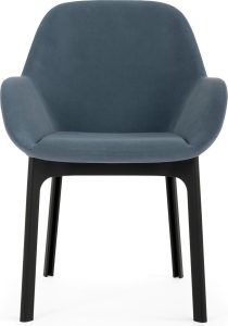Fotel Clap Aquaclean szaroniebieski z czarną ramą – nowoczesny design, wygodny, łatwy w czyszczeniu