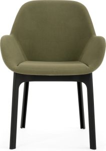 Fotel Clap Aquaclean zielony z czarną ramą – nowoczesny design, łatwe czyszczenie, wygoda