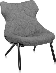 Fotel Foliage – elegancki design, czarna rama, szara wełna