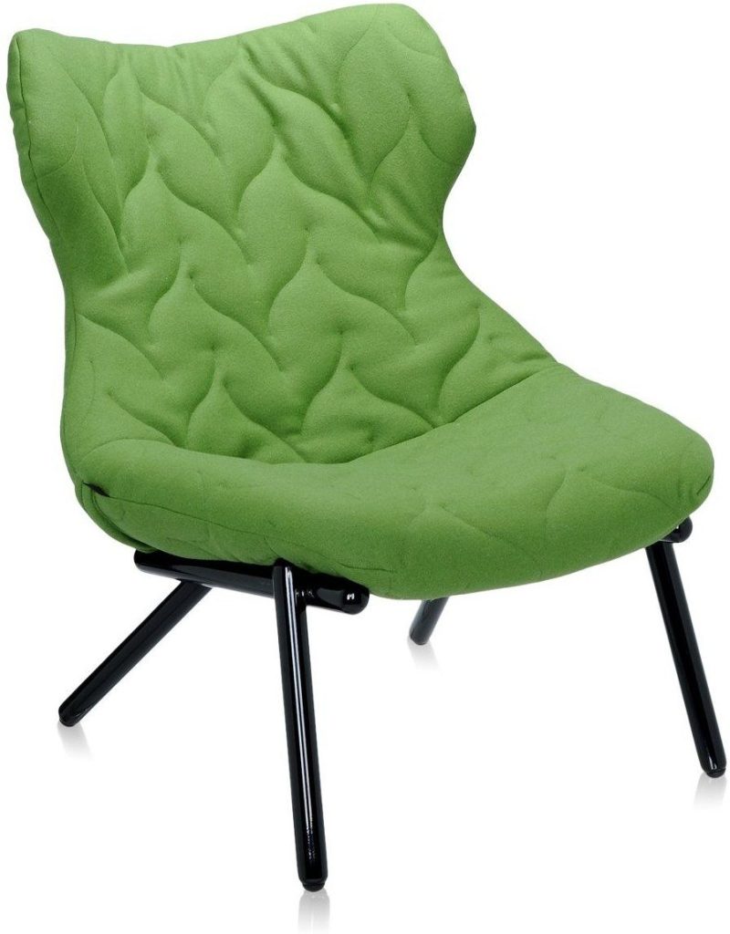 Fotel Foliage czarna rama zielony poliester – nowoczesny design, wygodna konstrukcja, idealny do wnętrz