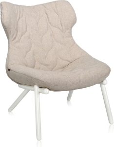 Fotel Foliage Trevira beżowy biała rama – elegancki design, komfort, trwały materiał