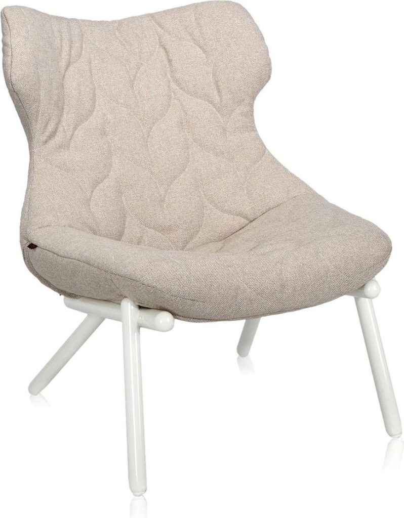 Fotel Foliage Trevira beżowy biała rama – elegancki design, komfort, trwały materiał
