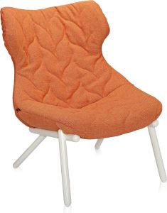 Fotel Foliage Trevira pomarańczowy biała rama – nowoczesny design, komfortowe siedzenie, stylowy akcent do wnętrz
