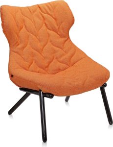 Fotel Foliage Trevira pomarańczowy czarna rama – elegancki design, wygodne siedzisko, trwały materiał