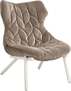 Fotel Foliage Velvet szarobeżowy biała rama – elegancki design, wygodne siedzisko, nowoczesny styl