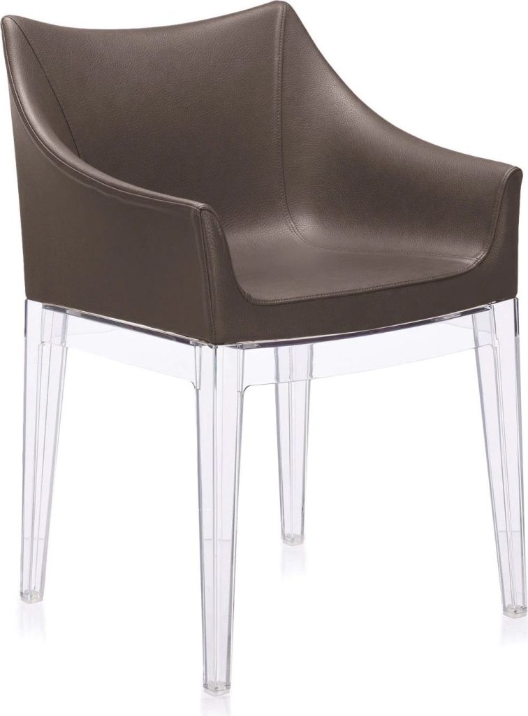 Fotel Madame brązowy z przezroczystymi nogami – elegancki design, komfort, nowoczesny styl