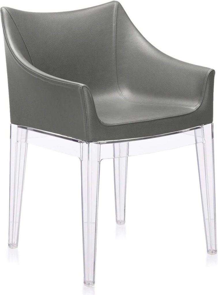 Fotel Madame ciemnoszary z przezroczystymi nogami – elegancki design, komfort, nowoczesność