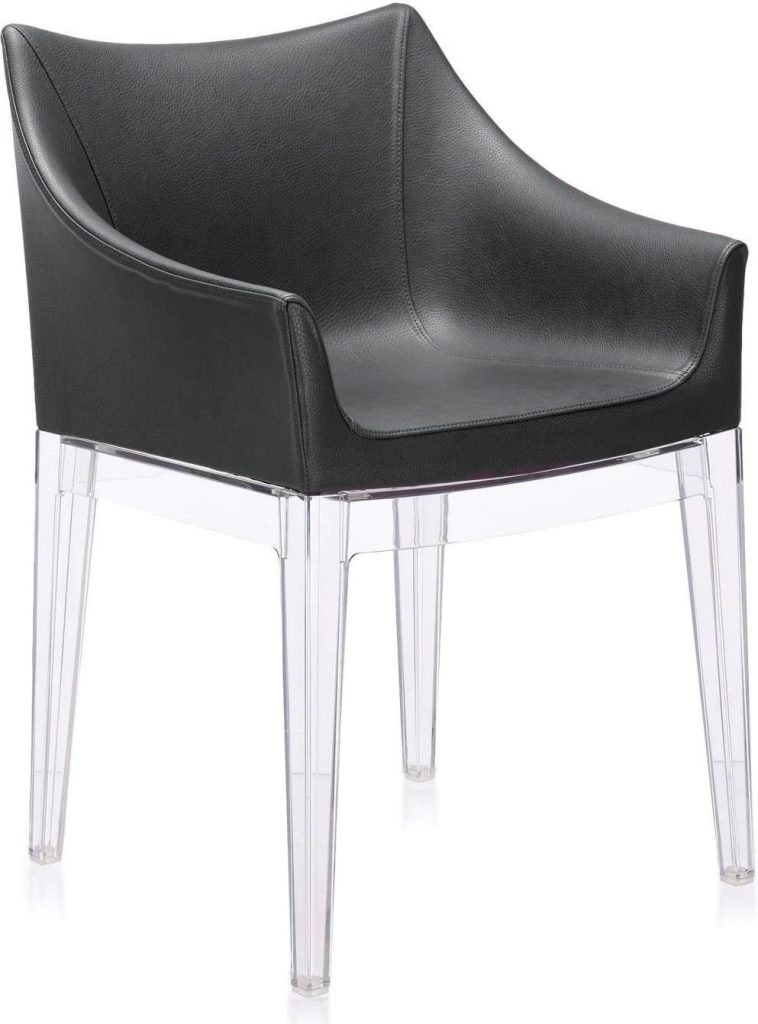 Fotel Madame czarny z przezroczystymi nogami – elegancki design, komfort, nowoczesny styl