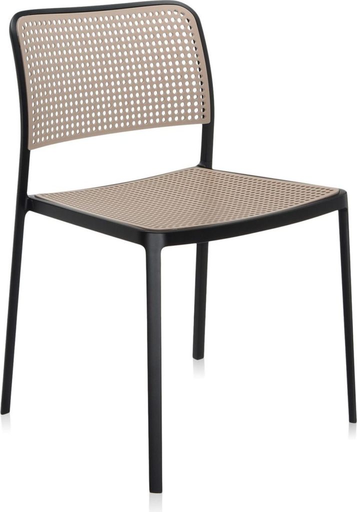 Krzesło Audrey czarna rama piaskowe siedzisko – elegancki design, wysoka jakość, komfort użytkowania