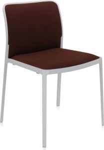 Krzesło Audrey Soft brązowe z białą ramą – elegancki design, komfortowy materiał, idealne do jadalni i salonu